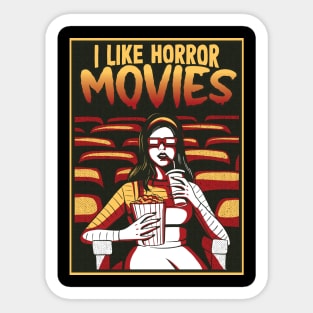 I Like Horror Movies Retro Movie Theater Graphic Sticker